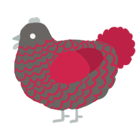 A grey and crimson chicken with a lace pattern