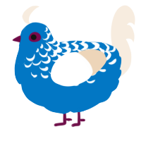 A sapphire and cream chicken with a half-lace pattern