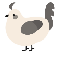 penguin chick, a cream and grey chicken