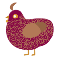 A maroon and brown chicken with a double-lace pattern