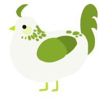 A white and chartreuse chicken with a neck-speckle pattern