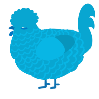 A cerulean chicken with a lace pattern