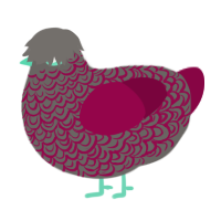 Blood Trail, a grey and maroon chicken with a double-lace pattern