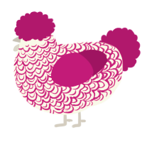 raspberry swirl, a white and fuchsia chicken with a double-lace pattern