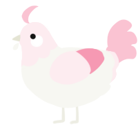 A white and rose chicken with a head pattern