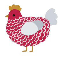 A crimson and mist chicken with a lace pattern
