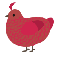A red and crimson chicken with a lace pattern