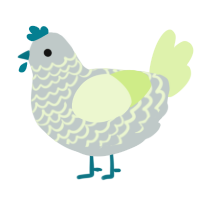 A silver and apple chicken with a lace pattern