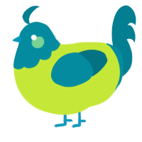 A lime and sea chicken with a head pattern