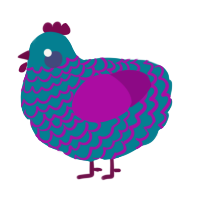 A sea and plum chicken with a lace pattern