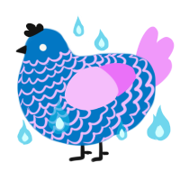 A sapphire and lavender chicken with a lace pattern