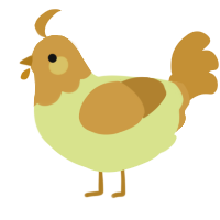 A lemon and gold chicken with a head pattern