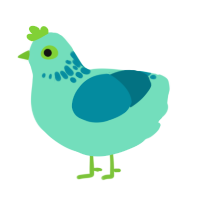Reef, a mint and sea chicken with a neck-speckle pattern