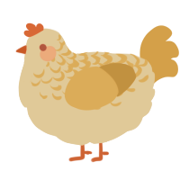 Crème Brûlée Latte, a beige and gold chicken with a half-lace pattern