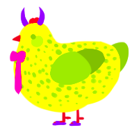 GoYou Suitcase, a yellow and chartreuse chicken with a speckle pattern