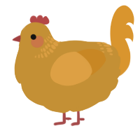 A gold and orange chicken with a neck-band pattern