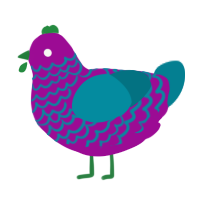 A plum and sea chicken with a lace pattern