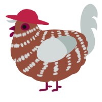 A russet and silver chicken with a bar pattern