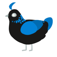 A sable and sapphire chicken with a neck-speckle pattern