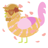 A honey and lavender chicken with a bar pattern