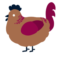 A brown and maroon chicken with a neck-band pattern