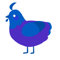 A indigo and ultramarine chicken with a head pattern