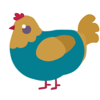 A sea and gold chicken with a head pattern
