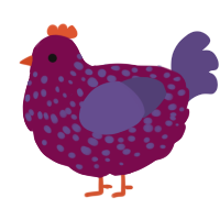A wine and overcast chicken with a speckle pattern