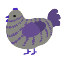Piónidas, a ash and overcast chicken with a bar pattern