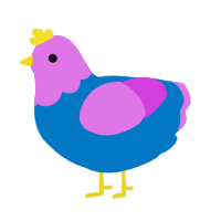 A sapphire and orchid chicken with a head pattern