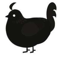A black and sable chicken with a neck-speckle pattern