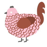 A rose and russet chicken with a lace pattern