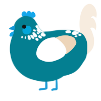 A sea and cream chicken with a neck-speckle pattern