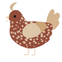 A russet and beige chicken with a speckle pattern