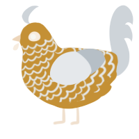 A gold and mist chicken with a lace pattern