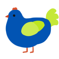 A ultramarine and lime chicken