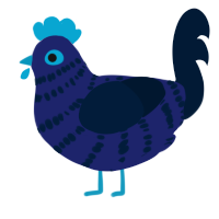 A navy and tumblr chicken with a bar pattern