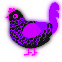 GLOWSTIK JUICE, a black and violet chicken with a lace pattern