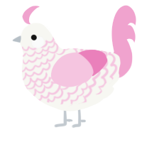 A white and pink chicken with a lace pattern