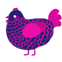 A navy and fuchsia chicken with a lace pattern