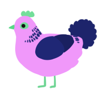 A lavender and navy chicken with a neck-band pattern