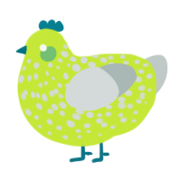 A lime and silver chicken with a speckle pattern