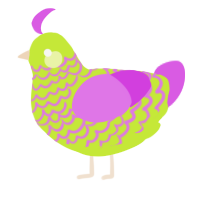 A lime and orchid chicken with a lace pattern
