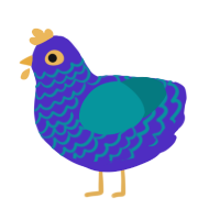 River, a indigo and teal chicken with a lace pattern