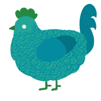 A turquoise and sea chicken with a double-lace pattern