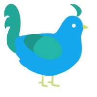 A sky and turquoise chicken