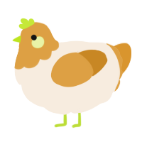 A cream and orange chicken with a head pattern