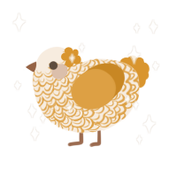 A cream and orange chicken with a double-lace pattern