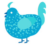 A cerulean and aqua chicken with a speckle pattern
