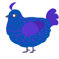 A ultramarine and indigo chicken with a speckle pattern